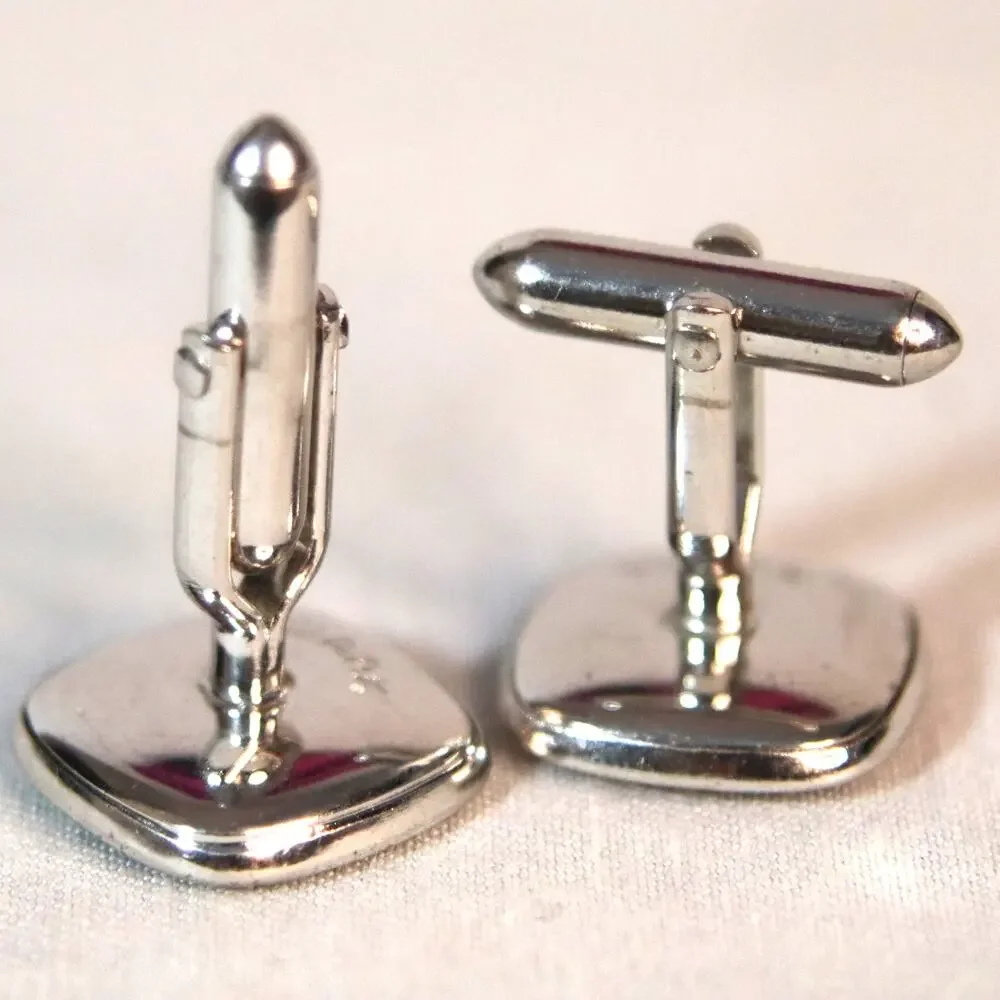 💎Swank Cufflinks Abalone Mother of Pearl On Silver Tone Metal
